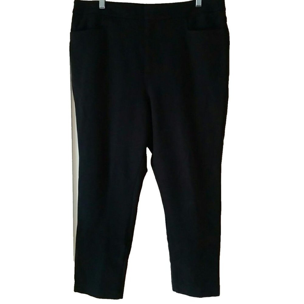 SOFT SURROUNDINGS 16P Black Rayon Knit Cropped Tapered Leg Pants 22" inseam